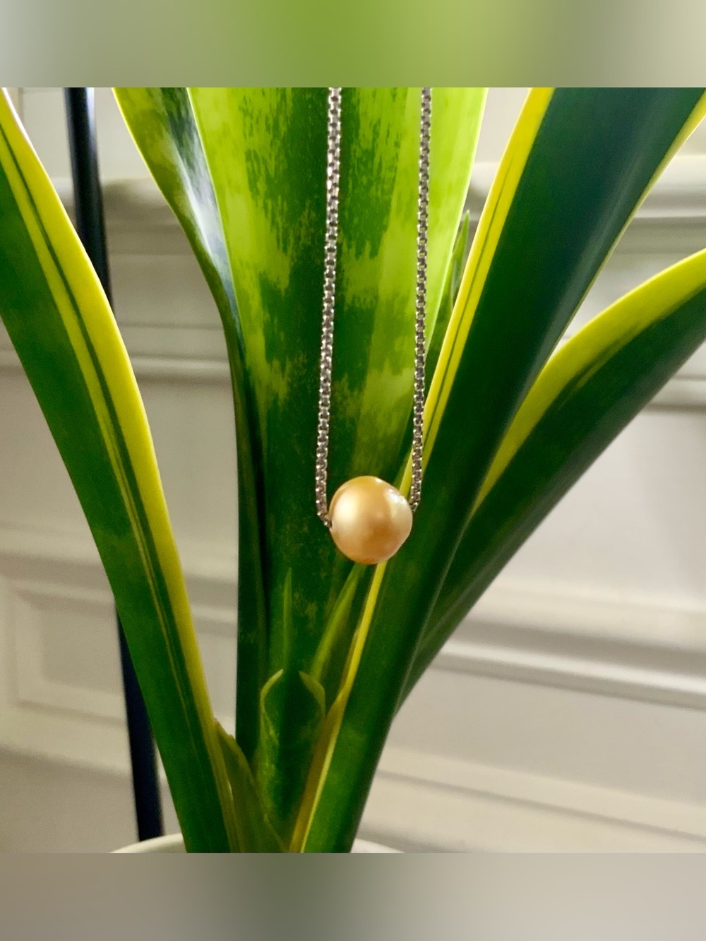 Floating Solitaire Pearl Necklace Sterling Silver 925 Adjustable 16”-18” JTV